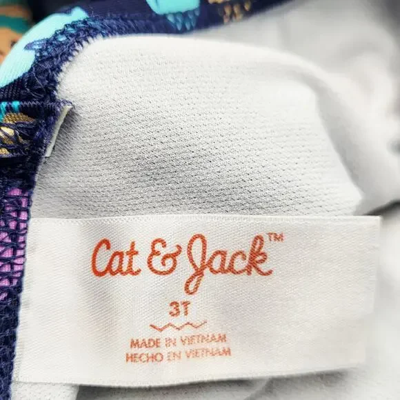 Cat & Jack Mermaid Seashell Print Blue Multicolored One-piece Swimsuit Girls 3T - Picture 4 of 5